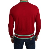 Dolce & Gabbana Eleganter roter Pullover mit Rundhalsausschnitt aus Wolle und Seide