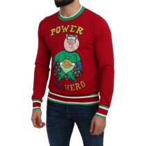 Dolce & Gabbana Eleganter roter Pullover mit Rundhalsausschnitt aus Wolle und Seide