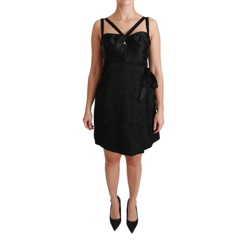 Dolce & Gabbana Elegantes Schwarzes Jacquard Etuikleid