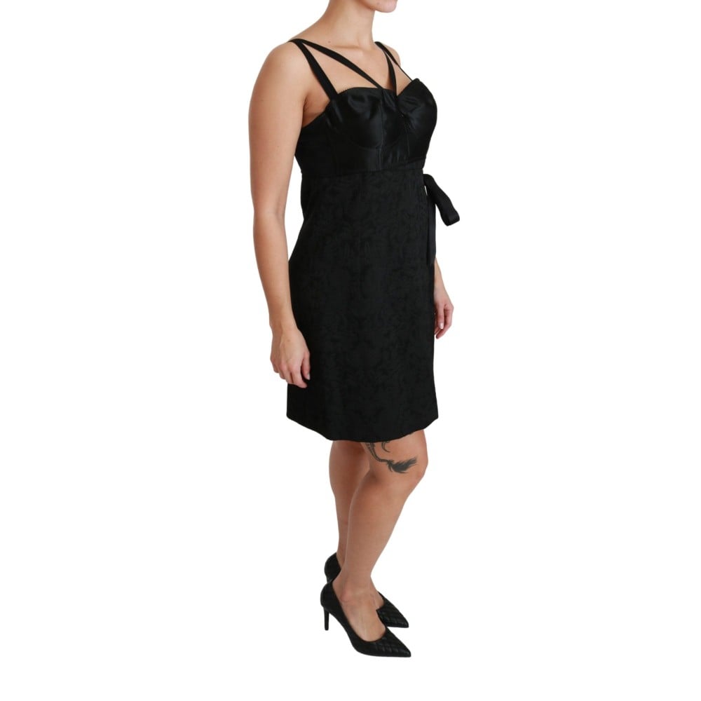 Dolce & Gabbana Elegantes Schwarzes Jacquard Etuikleid