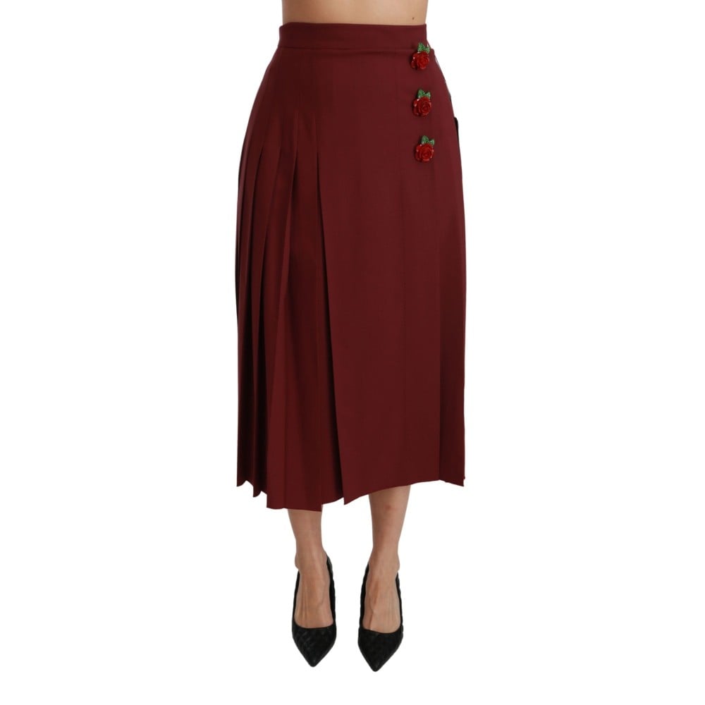 Dolce & Gabbana Eleganter roter Rock mit hoher Taille aus Schurwolle