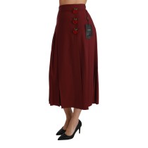 Dolce & Gabbana Eleganter roter Rock mit hoher Taille aus Schurwolle