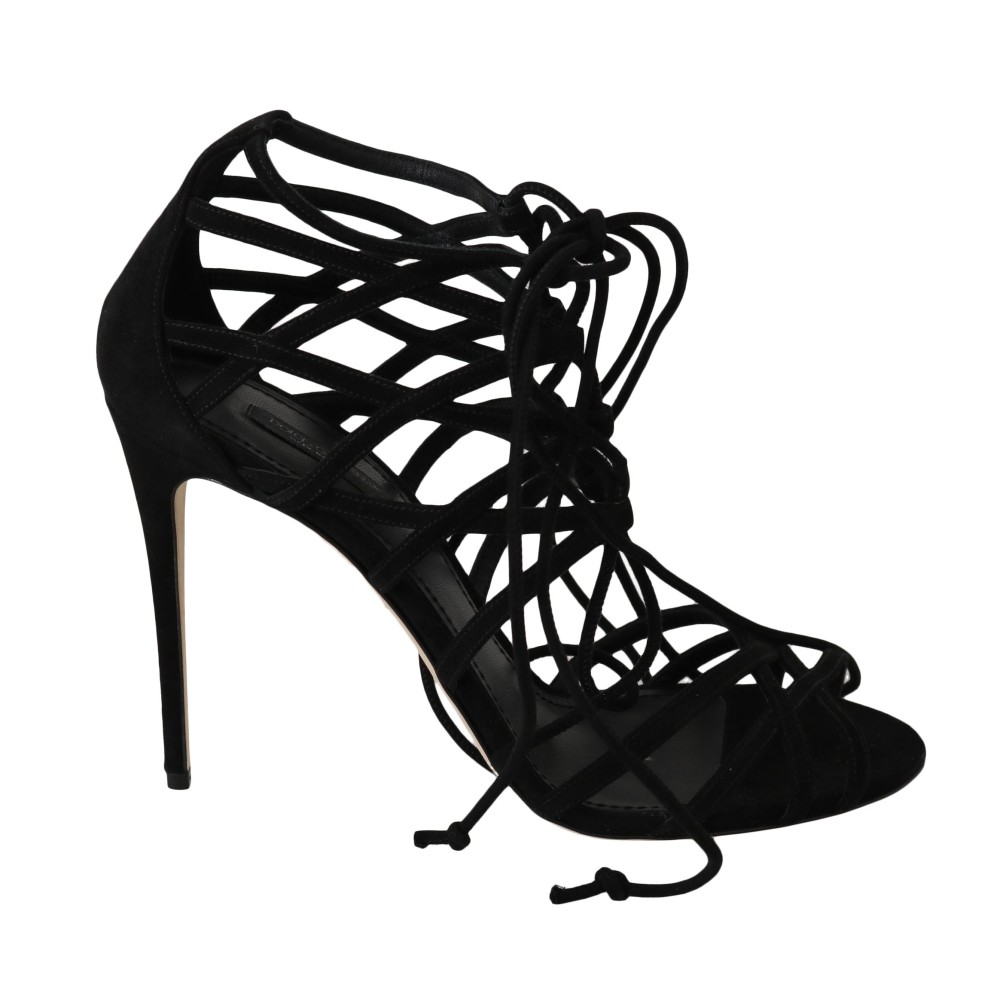 Dolce & Gabbana Elegante schwarze Wildleder-Gladiator-Stilettos