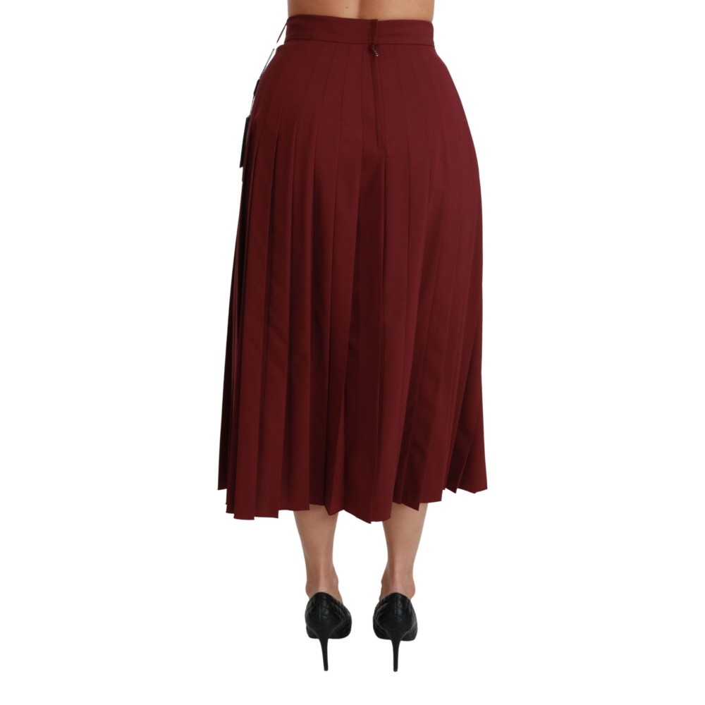 Dolce & Gabbana Eleganter roter Rock mit hoher Taille aus Schurwolle