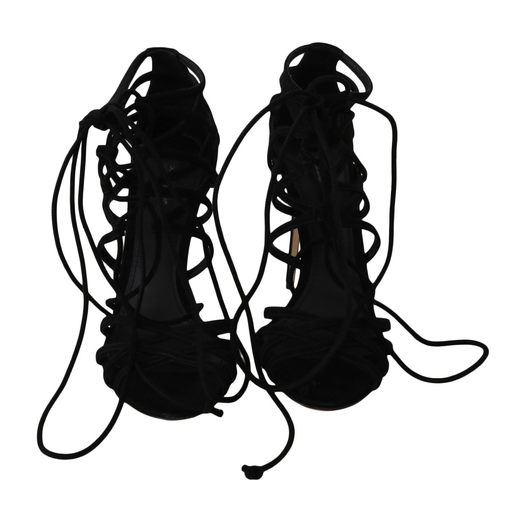 Dolce & Gabbana Elegante schwarze Wildleder-Gladiator-Stilettos