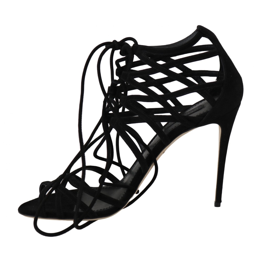 Dolce & Gabbana Elegante schwarze Wildleder-Gladiator-Stilettos