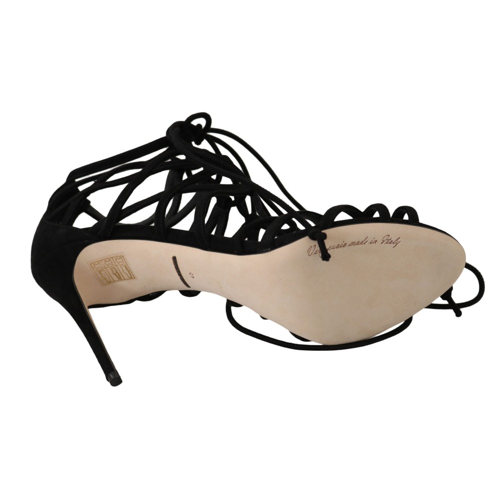 Dolce & Gabbana Elegante schwarze Wildleder-Gladiator-Stilettos