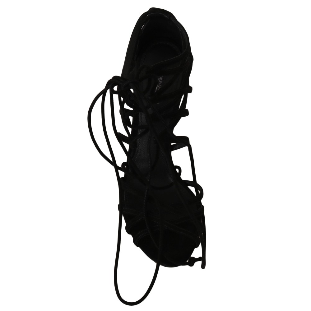 Dolce & Gabbana Elegante schwarze Wildleder-Gladiator-Stilettos