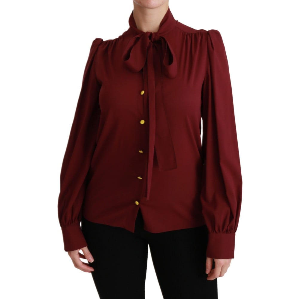 Dolce & Gabbana Elegante kastanienbraune Polo-Bluse aus Seidenmischung