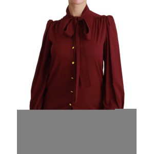 Dolce & Gabbana Elegante kastanienbraune Polo-Bluse aus Seidenmischung