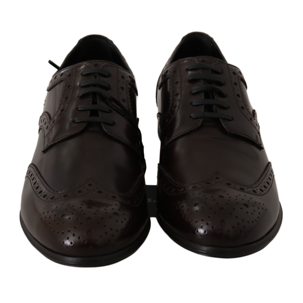 Dolce & Gabbana Elegante Oxford-Flats aus braunem Leder