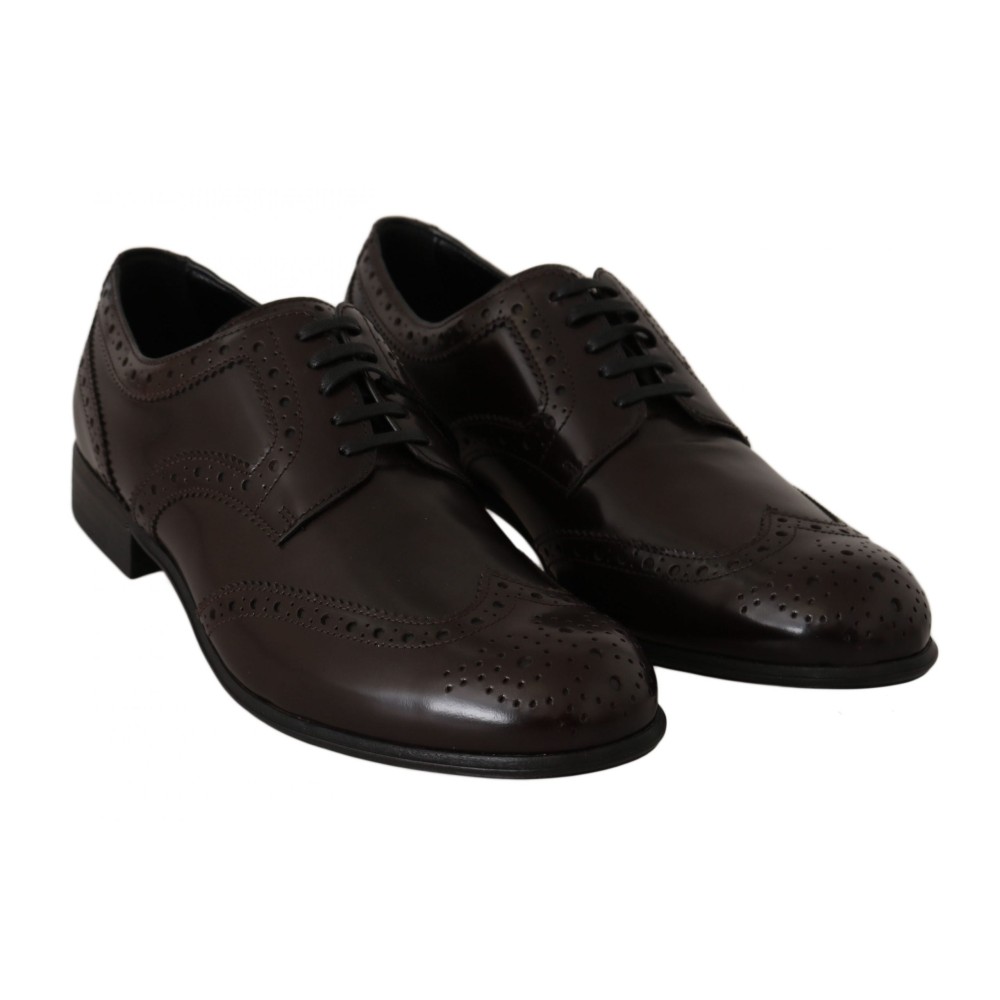 Dolce & Gabbana Elegante Oxford-Flats aus braunem Leder