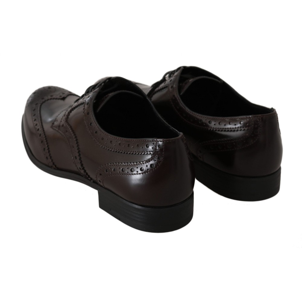 Dolce & Gabbana Elegante Oxford-Flats aus braunem Leder