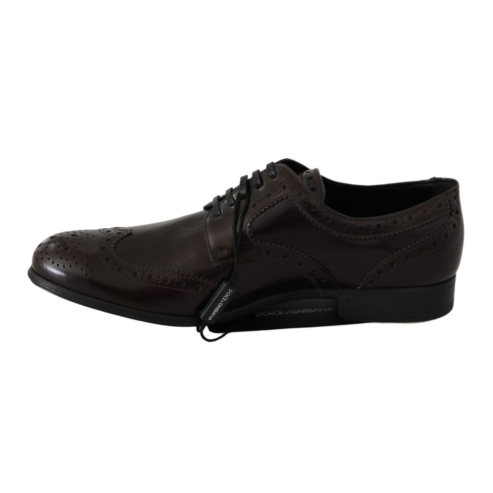 Dolce & Gabbana Elegante Oxford-Flats aus braunem Leder
