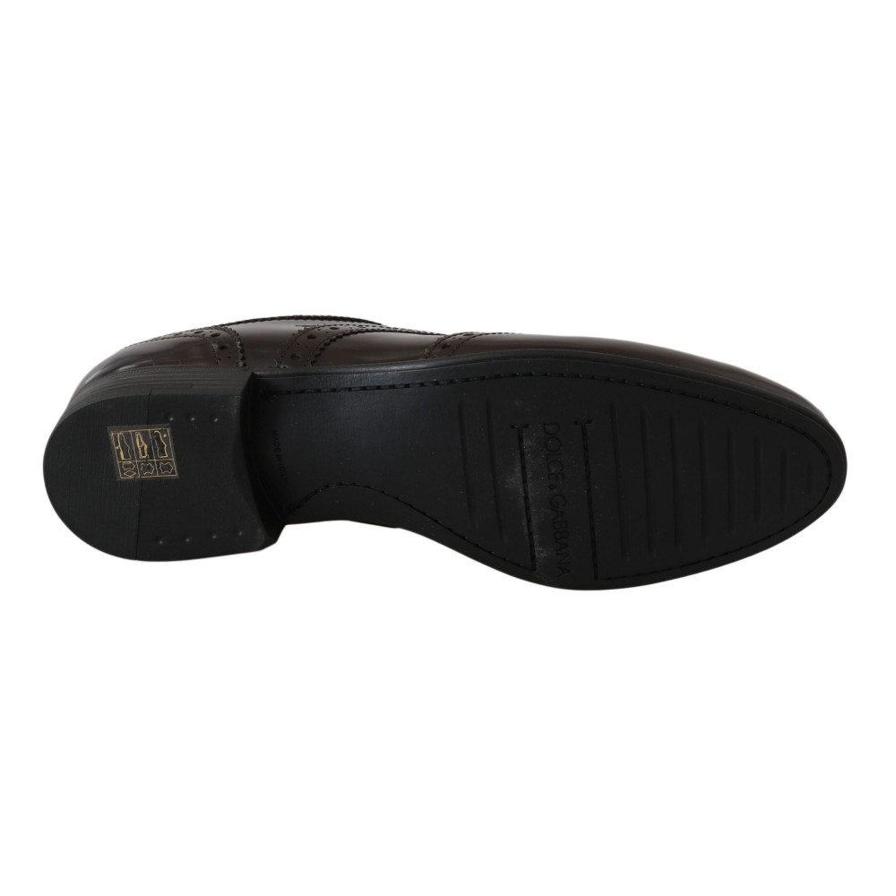 Dolce & Gabbana Elegante Oxford-Flats aus braunem Leder