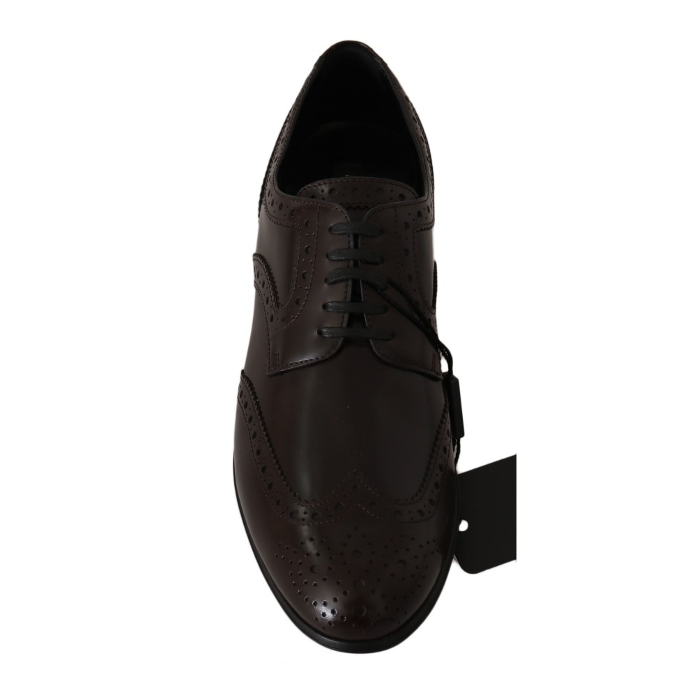 Dolce & Gabbana Elegante Oxford-Flats aus braunem Leder