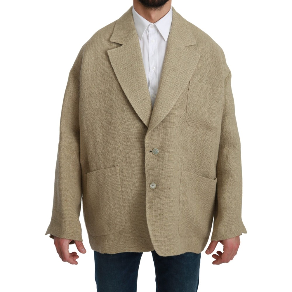 Dolce & Gabbana Schicker einreihiger Blazer aus Jute in Beige