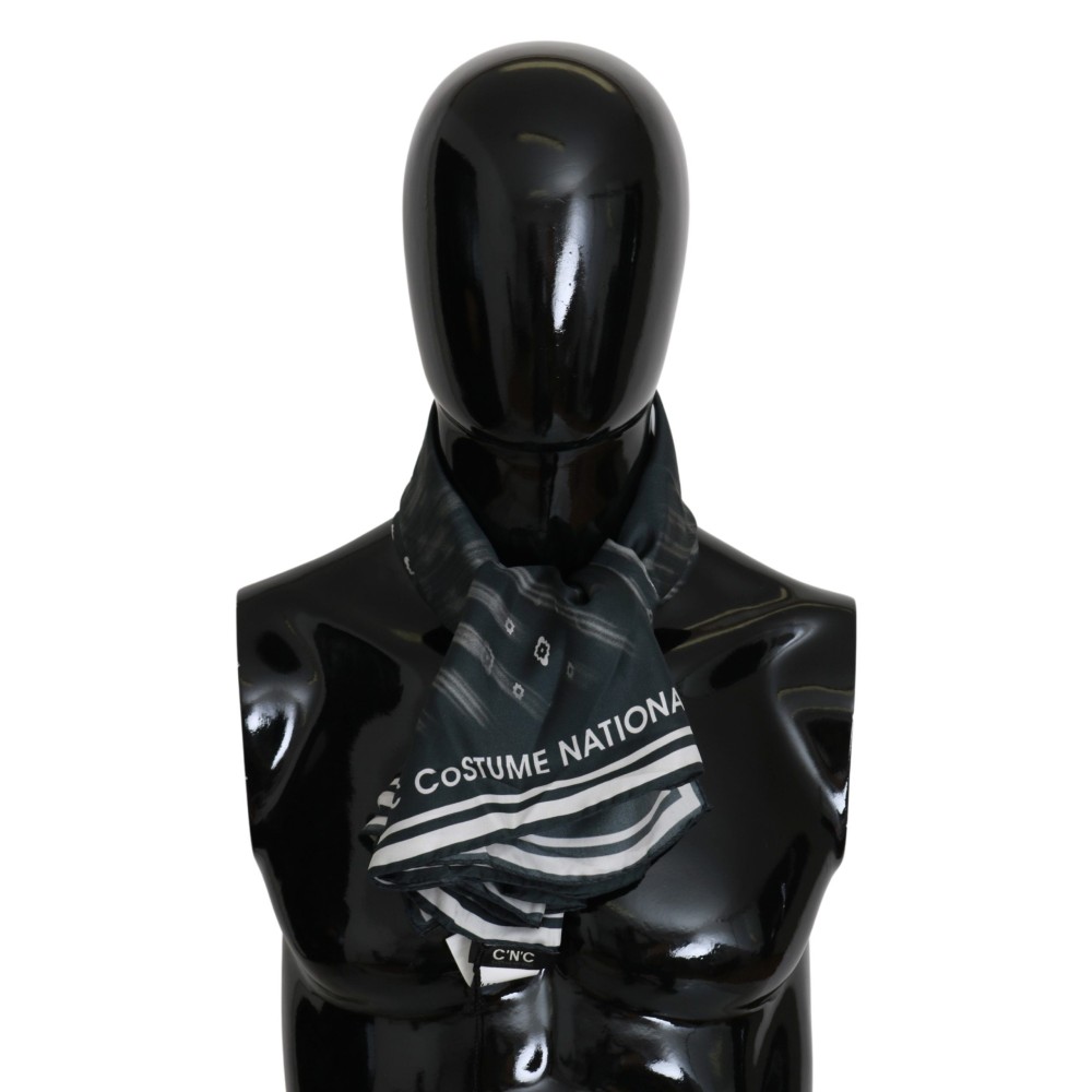 Costume National Elegantes bedrucktes blaues Seidentuch