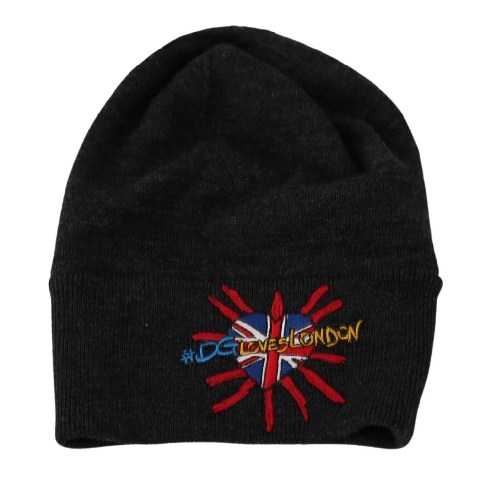 Dolce & Gabbana Schicke graue Beanie mit exklusiver Bestickung