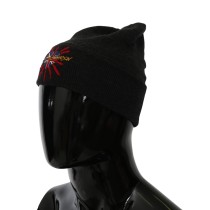 Dolce & Gabbana Schicke graue Beanie mit exklusiver Bestickung