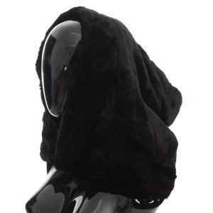 Dolce & Gabbana Schicker schwarzer Wiesel Pelz Kapuzenschal Wrap