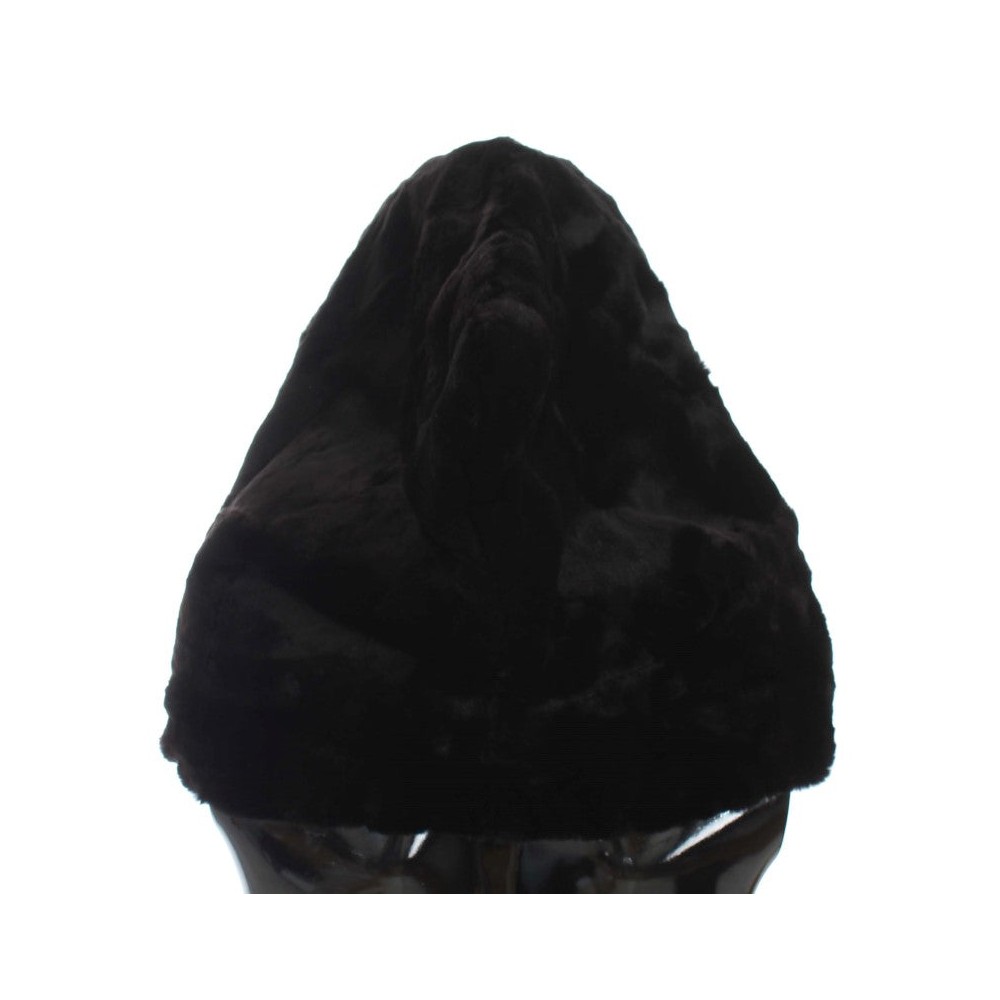 Dolce & Gabbana Schicker schwarzer Wiesel Pelz Kapuzenschal Wrap