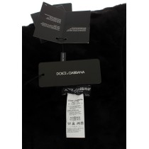 Dolce & Gabbana Schicker schwarzer Wiesel Pelz Kapuzenschal Wrap