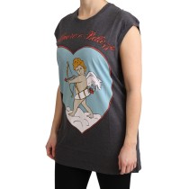 Dolce & Gabbana Elegantes graues Baumwoll-Cap Sleeve Tee