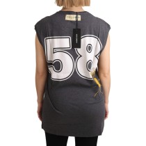 Dolce & Gabbana Elegantes graues Baumwoll-Cap Sleeve Tee