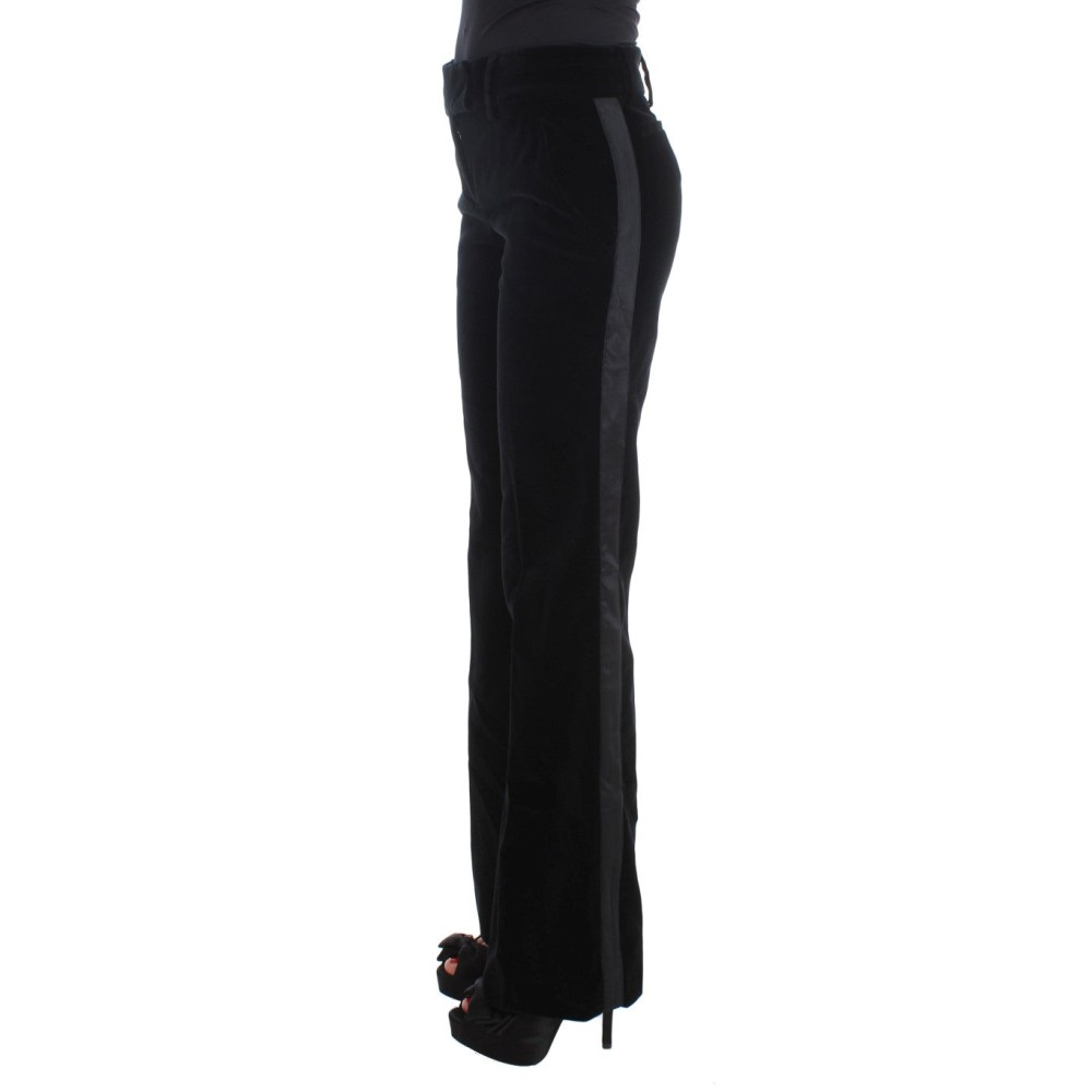 Ermanno Scervino Elegante Schwarze Hose mit weitem Bein aus Seidenmischung