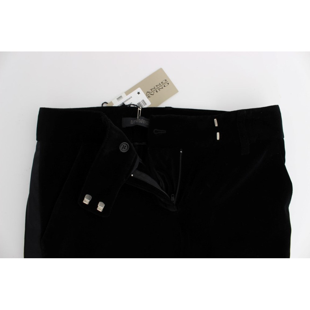 Ermanno Scervino Elegante Schwarze Hose mit weitem Bein aus Seidenmischung