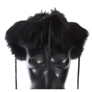 Dolce & Gabbana Elegantes Schulterband aus schwarzem Fuchsfell und Seide