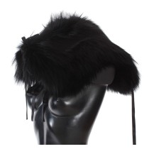 Dolce & Gabbana Elegantes Schulterband aus schwarzem Fuchsfell und Seide