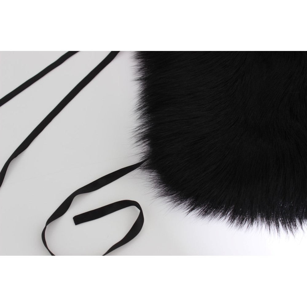 Dolce & Gabbana Elegantes Schulterband aus schwarzem Fuchsfell und Seide