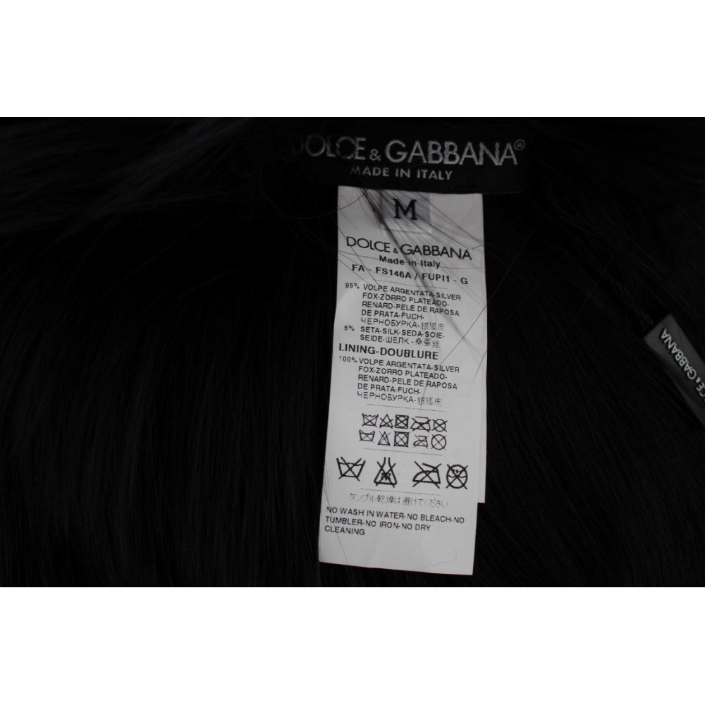 Dolce & Gabbana Elegantes Schulterband aus schwarzem Fuchsfell und Seide