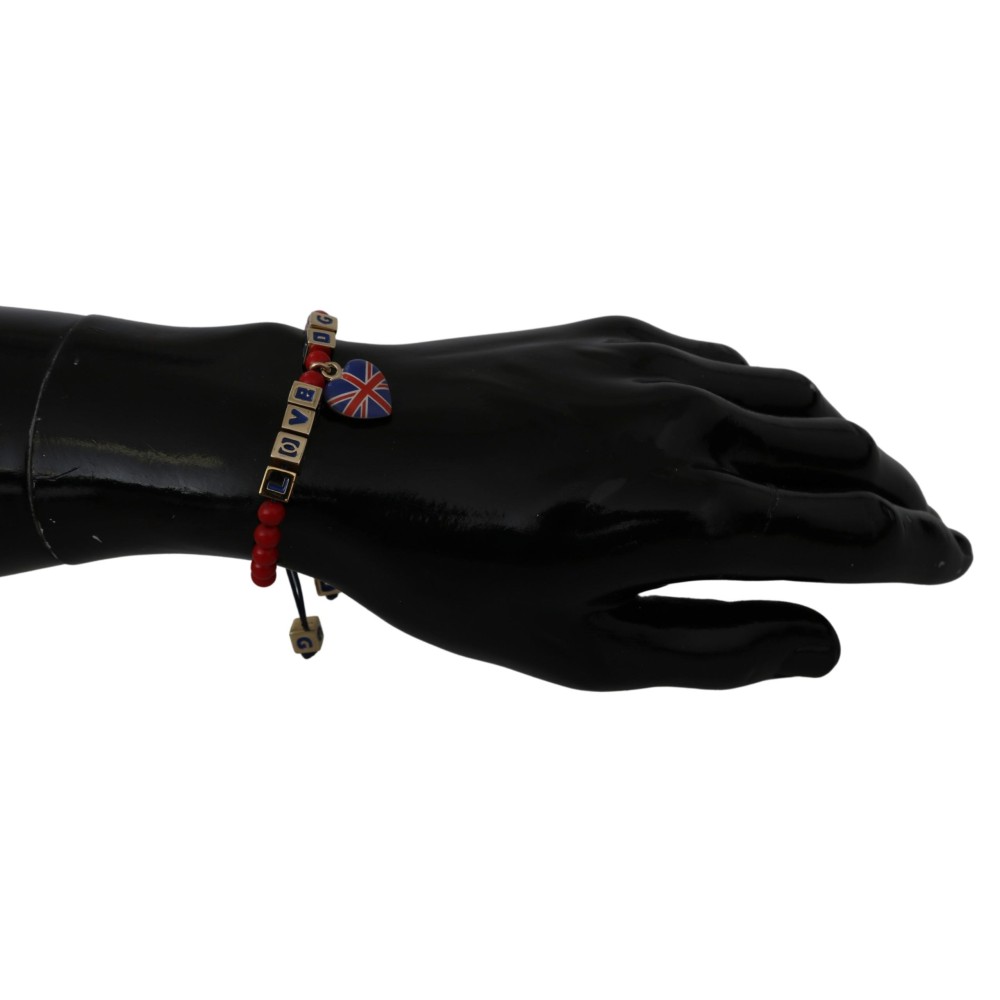 Dolce & Gabbana Elegantes blau-rotes Glas-Baumwollmischungs-Armband
