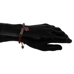 Dolce & Gabbana Elegantes blau-rotes Glas-Baumwollmischungs-Armband