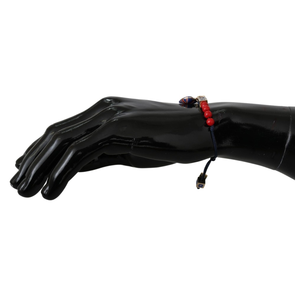 Dolce & Gabbana Elegantes blau-rotes Glas-Baumwollmischungs-Armband