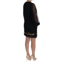 Dolce & Gabbana Schwarzes paillettenbesetztes Spitzen-Shiftkleid