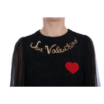 Dolce & Gabbana Schwarzes paillettenbesetztes Spitzen-Shiftkleid