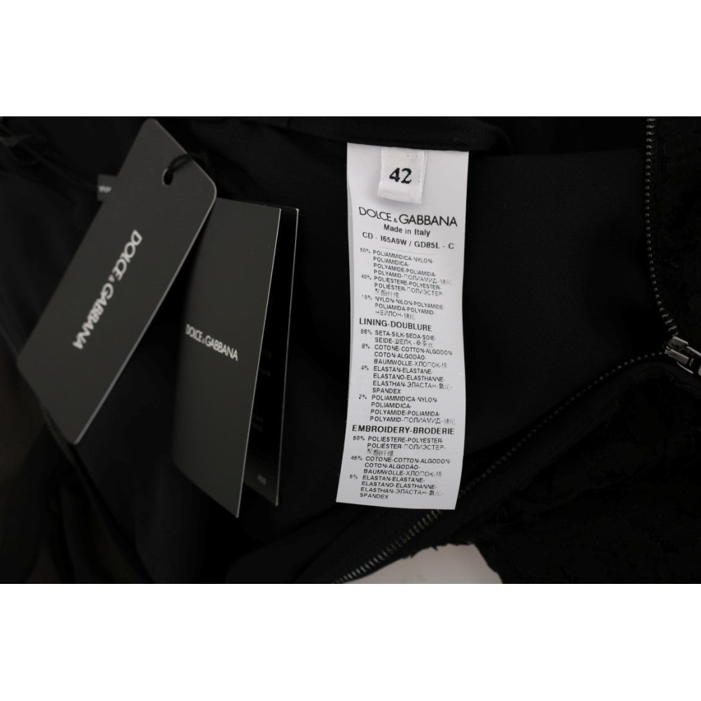 Dolce & Gabbana Schwarzes paillettenbesetztes Spitzen-Shiftkleid