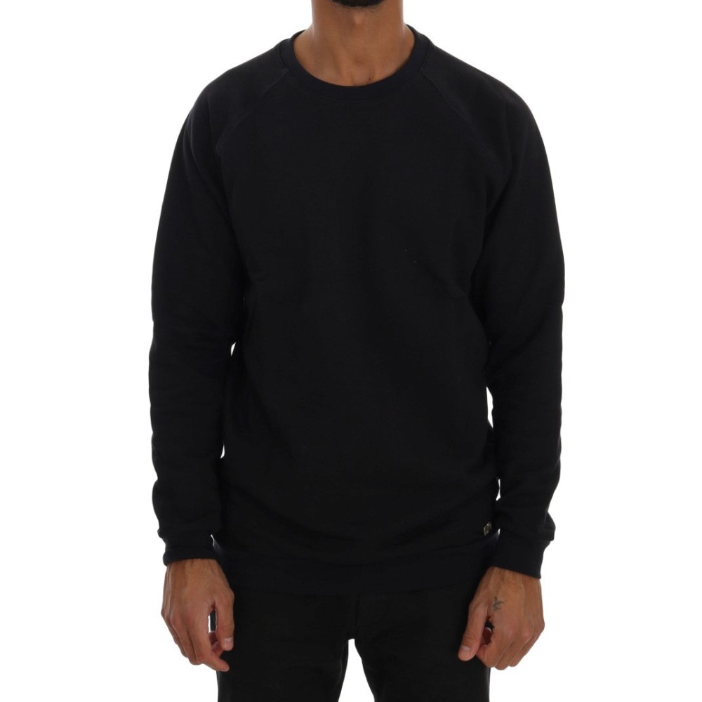 Daniele Alessandrini Schicker dunkelblauer Baumwollpullover mit Rundhalsausschnitt