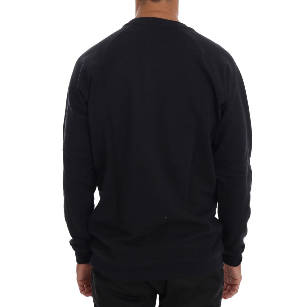 Daniele Alessandrini Schicker dunkelblauer Baumwollpullover mit Rundhalsausschnitt