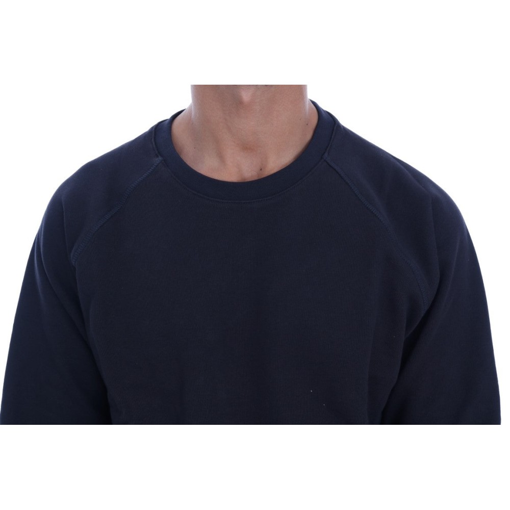 Daniele Alessandrini Schicker dunkelblauer Baumwollpullover mit Rundhalsausschnitt