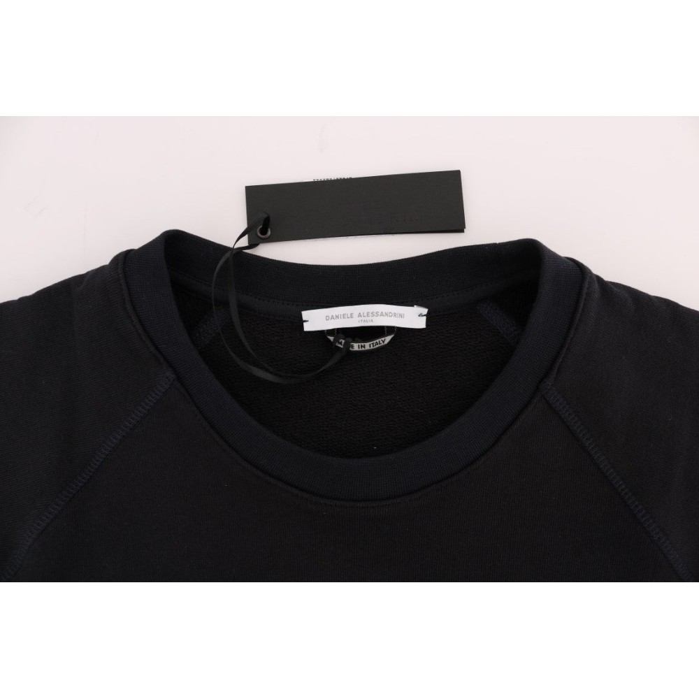 Daniele Alessandrini Schicker dunkelblauer Baumwollpullover mit Rundhalsausschnitt