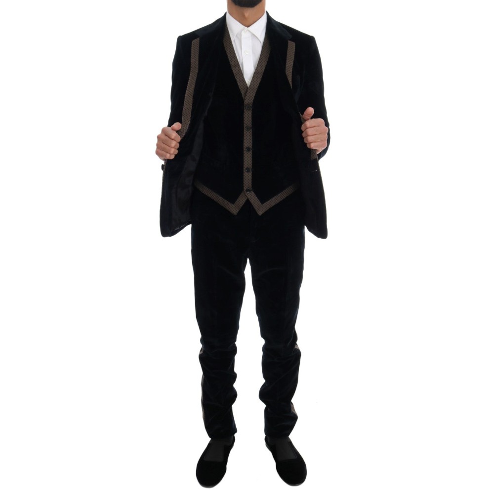 Dolce & Gabbana Eleganter blauer dreiteiliger Slim Fit Anzug