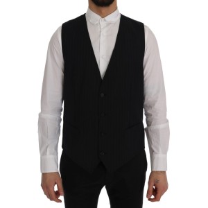 Dolce & Gabbana Elegante blau gestreifte Weste