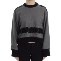 Dolce & Gabbana Eleganter grauer Pullover mit Spitze aus Kaschmirmischung