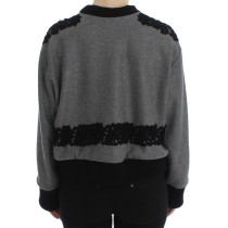 Dolce & Gabbana Eleganter grauer Pullover mit Spitze aus Kaschmirmischung