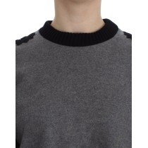 Dolce & Gabbana Eleganter grauer Pullover mit Spitze aus Kaschmirmischung
